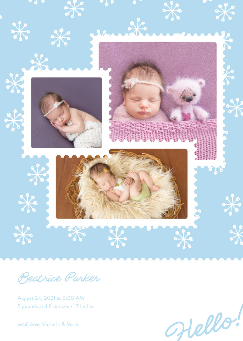 Cute Stamp Baby Announcements - Digital Printing design preview