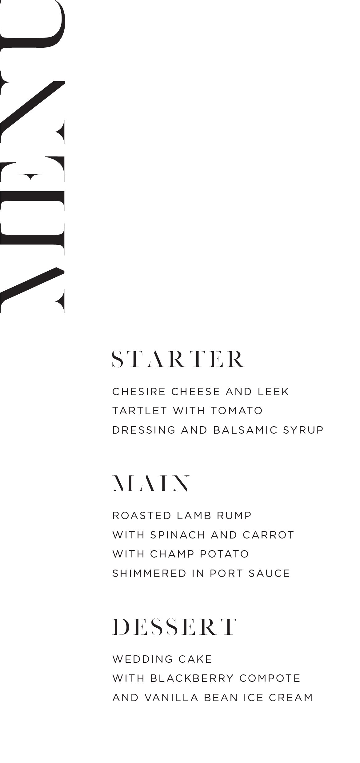 Lissom - Wedding Menu