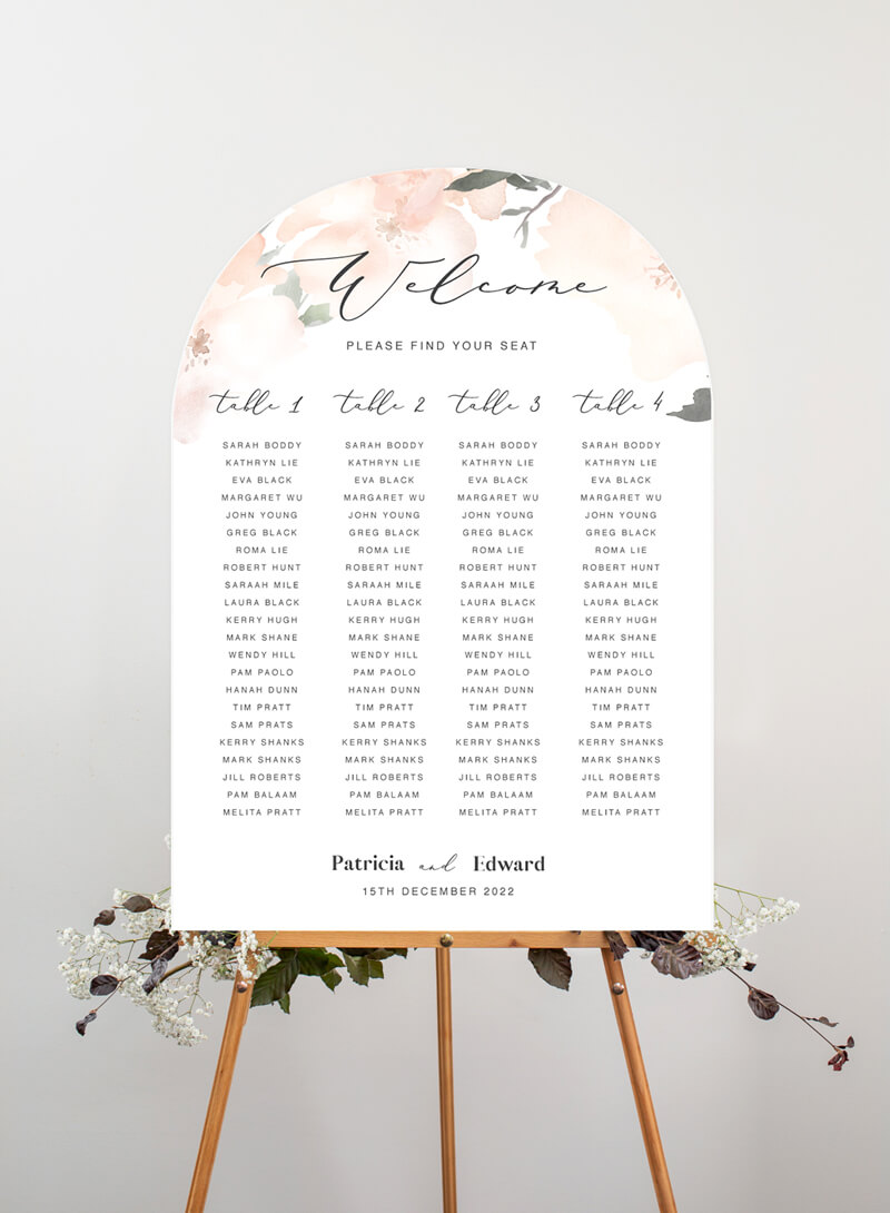 Ivory Garden - Wedding Seating Chart