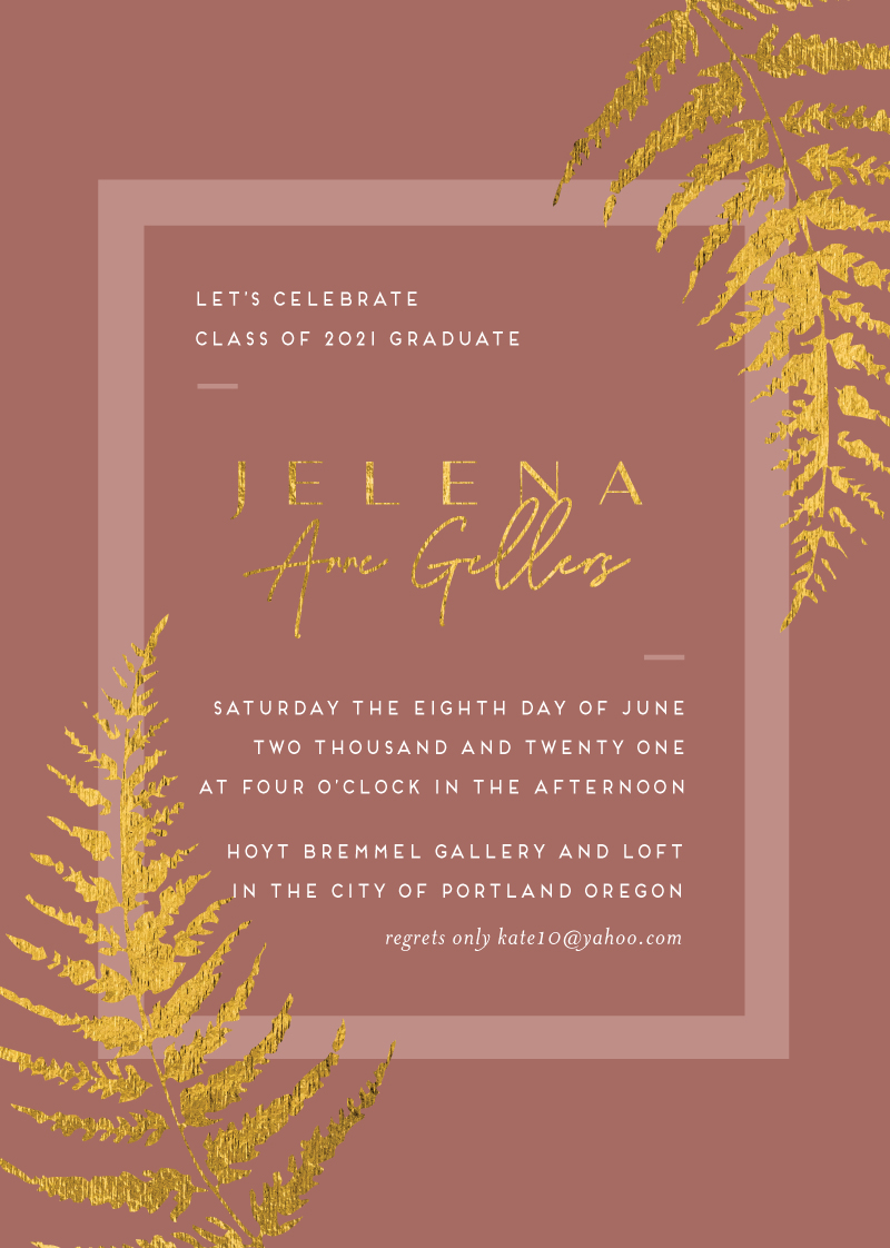 Pressed Fern - Graduation Invitations