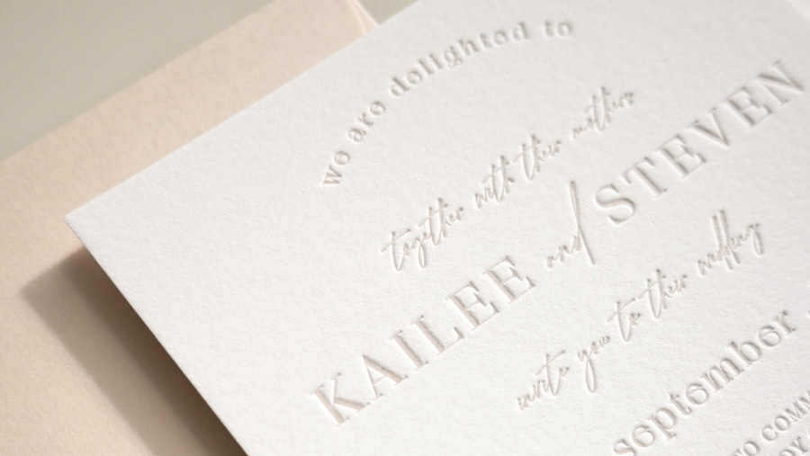 Letterpress wedding invitation